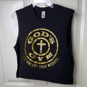 Kids Black Tank Top with Gold Graphic